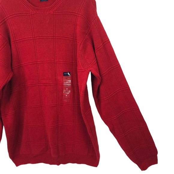 Arrow Windowpane Crewneck Sweater Mens Size Large Tall Red Cotton Long Sleeve - Picture 11 of 15